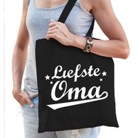 Katoenen cadeau tasje liefste oma zwart