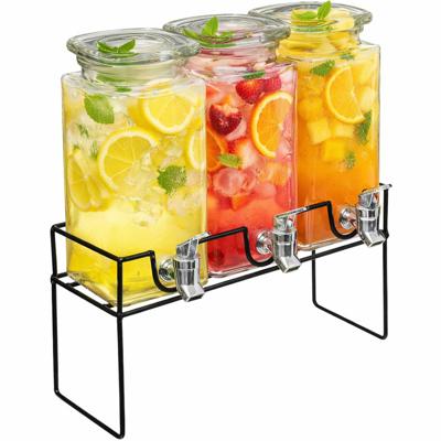 Secret de Gourmet Drankdispenser/limonadetap - 3x - glas - 1,5 liter - in houder