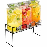 Secret de Gourmet Drankdispenser/limonadetap - 3x - glas - 1,5 liter - in houder