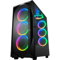Sharkoon rev300 midi tower behuizing (zwart | 4x usb-a | 1x usb-c | rgb | tempered glass)