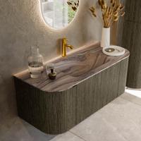 Badmeubel Mondiaz Kurve-Dlux | 110 cm | Meubelkleur Shadow | Wastafelkleur Sombra | Solid surface | Wasbak midden spoelbak | 1 kraangat