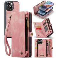 Caseme - iPhone 15 Plus - Vintage 2 in 1 portemonnee hoes - Lichtroze - thumbnail