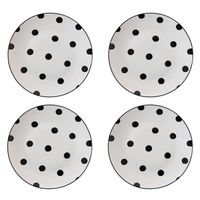 HAES DECO - Ontbijtborden set van 4 - Formaat Ø 20x2 cm - Porselein - Big Dots