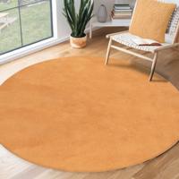 Karpet24 Loft modern pluizig laagpolig tapijt, antislip onderkant, wasbaar tot 30 graden, heerlijk zacht, bontlook, terra-Ø 120 cm