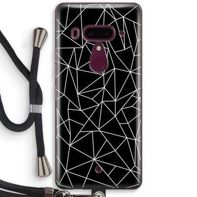 Geometrische lijnen wit: HTC U12+ Transparant Hoesje met koord