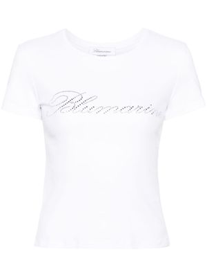 Blumarine t-shirt à logo strassé - Blanc