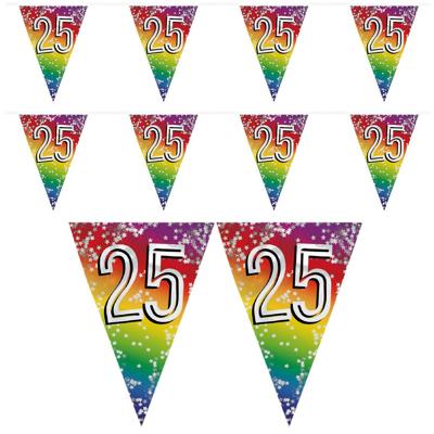 Boland Vlaggenlijn 25 jaar - 2x - versiering - vlaggetjes slinger - 6 meter - Glitter folie