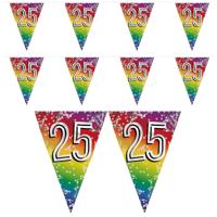 Boland Vlaggenlijn 25 jaar - 2x - versiering - vlaggetjes slinger - 6 meter - Glitter folie