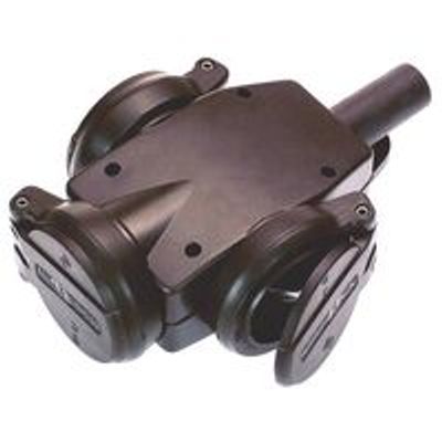 Schwabe Verdeeldoos 3-voudig Massief rubber zwart IP44