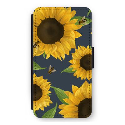 Sunflower and bees: iPhone 12 mini Flip Hoesje