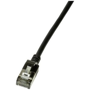 LogiLink CQ9043S RJ45 Netwerkkabel, patchkabel CAT 6A U/FTP 1.50 m Zwart Extreem dun, Vlambestendig, Flexibel, Folie afscherming, Halogeenvrij, Snagless,