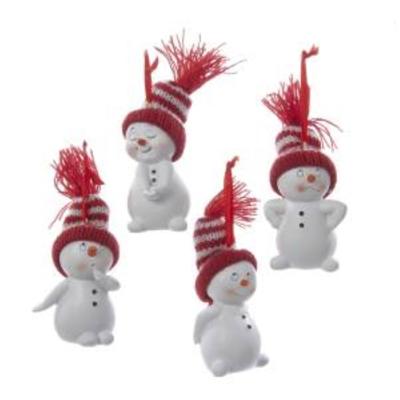 Snowman Resin with Knitted Hat 2.75 Inch - Kurt s adler
