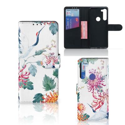 Motorola G8 Power | Telefoonhoesje | Met pasjeshouder | Bird Flowers