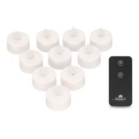LED theelichtjes/waxinelichtjes - 10x st - wit - D3,5 x H1,5 cm - met afstandsbediening