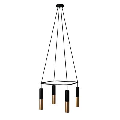 Kroonluchter eettafel Hanglamp zwart vierkant 4X e27 met led