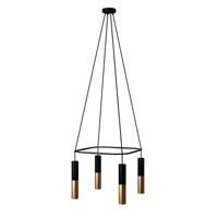 Kroonluchter eettafel Hanglamp zwart vierkant 4X e27 met led