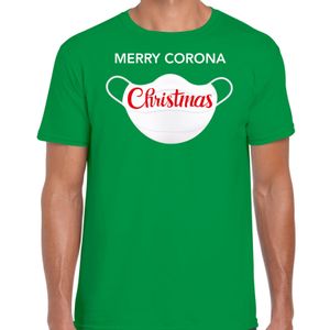 Merry corona Christmas fout Kerstshirt / outfit groen voor heren