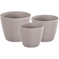 Plantenpotten/bloempot set 3x mix formaten kunststof taupe 30/26/22 cm