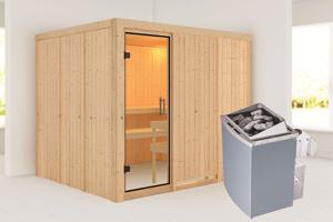 Karibu | Gobin Sauna | Helderglas Deur | Kachel 9 kW Geïntegreerde Bediening