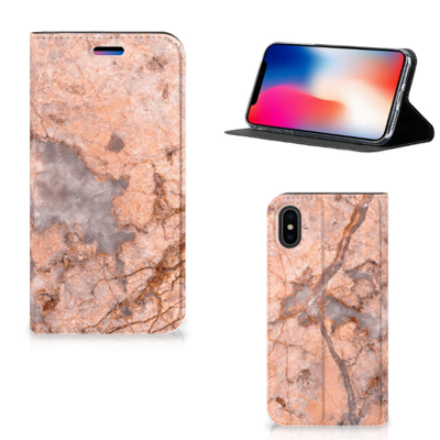 Apple iPhone X | Xs | Standcase | Marmer Oranje