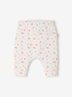 Newborn broekje van soepel tricot wit met bloemenprint - thumbnail
