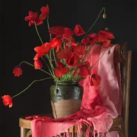 Alexsar Art Tuinschilderij rode bloemen in een vaas 50x50cm