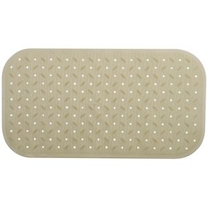 Douche/bad anti-slip mat badkamer - rubber - beige - 36 x 76 cm - rechthoek