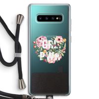 GRL PWR Flower: Samsung Galaxy S10 Plus Transparant Hoesje met koord