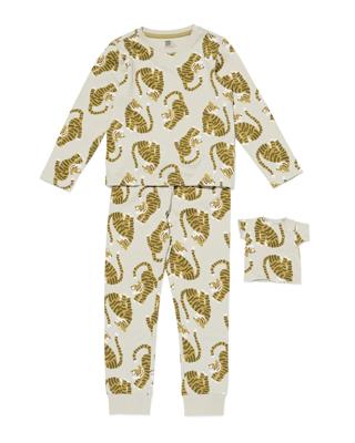 HEMA Kinderpyjama tijger met poppenpyjama lichtgroen (lichtgroen)