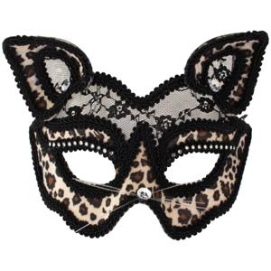 Carnaval verkleed panter masker - kanten oogmasker - zwart - voor dames - foute/panter party