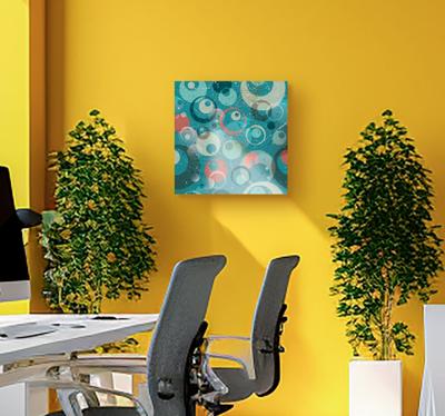 Blauwe canvas met abstracte cirkels kunst