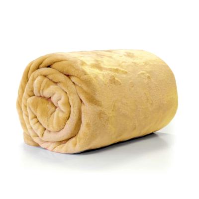 Unique Living Plaid - fleece deken - mosterd geel - polyester - 130 x 180 cm