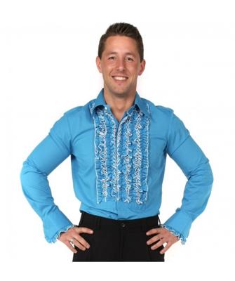 Ruffles Shirt Blue with White Ruffles-S | 29% korting Ruffles Shirt Blue with White Ruffles-S | 29% korting