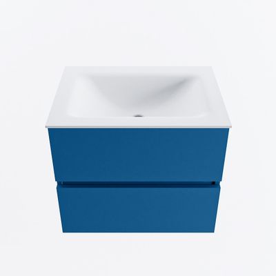 MONDIAZ VICA 60cm badmeubel onderkast Jeans 2 lades. Wastafel CLOUD midden 1 kraangat, kleur Talc.