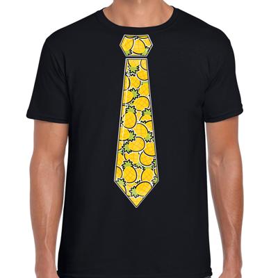 Verkleed T-shirt voor heren - ananas stropdas - zwart - thema / foute party