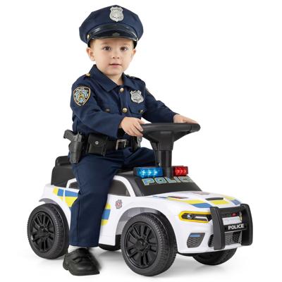 Elektrische Politieauto voor Kinderen met Zwaailichten Muziek Sirene en Opbergvak Onder de Stoel Wit