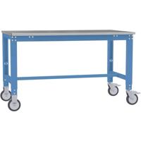 Manuflex AU7364.5012 Werktafel universele speciale mobiel met staalbeslag schijf, bxdxh = 1500 x 1000 x 752-972 mm Lichtblauw (RAL 5012)