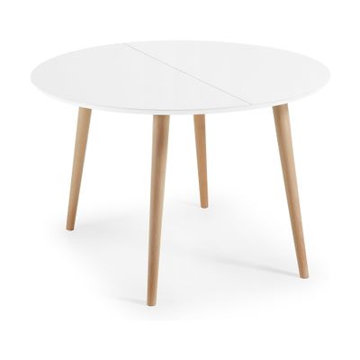 Kave Home Oqui eettafel uitschuifbaar Ø120/200x120 cm Wit