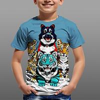 Jongens 3D Grafisch dier Hond T-shirt Korte mouw Zomer Lente Modieus Basic Polyester Kinderen 4-12 jaar Strakke ronde hals Buiten Casual Dagelijks Normale pasvorm Lightinthebox