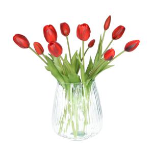 Bellatio Design Kunst tulpen boeket Bella - 12x stuks - rood - real touch - 40 cm   -