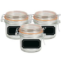 Weckpot/inmaakpot - 4x - 200 ml - glas - met beugelsluiting - incl. etiketten - thumbnail