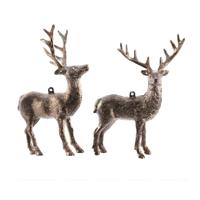 Kersthangers - hertje - met glitters - koperbruin - 14 cm