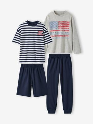 Set van 2 korte en lange pyjama's marineblauw Set van 2 korte en lange pyjama's marineblauw