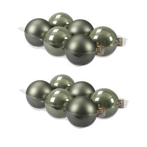 12x stuks glazen kerstballen graniet groen 8 cm mat/glans - Kerstbal