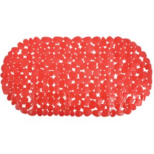 Douche/bad anti-slip mat badkamer - pvc - rood - 35 x 68 cm - ovaal