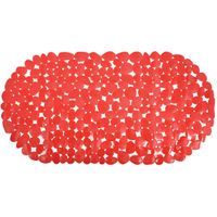 Douche/bad anti-slip mat badkamer - pvc - rood - 35 x 68 cm - ovaal - thumbnail