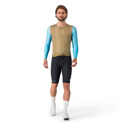 Castelli corretto ls jersey elmwood/neon cobalt-white heren