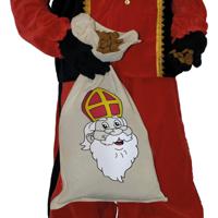 Sinterklaas thema strooizak voor snoep - 2x - katoen - 35 x 60 cm - Sint en Piet strooigoed zakken