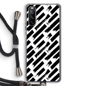 Zwarte vegen: Sony Sony Xperia 10 III Transparant Hoesje met koord