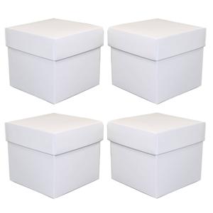 Luxe cadeaudoosje met deksel - 4x - wit metallic - 10 x 10 x 10 cm - vierkant